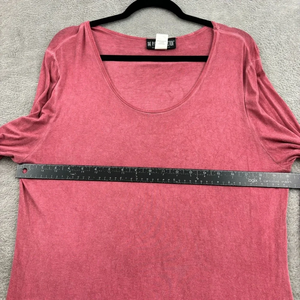 Pyramid Collection Tunic Top‎ Dress Womens M Pink Rayon Peplum Whimsical Dainty
